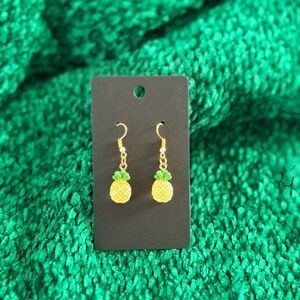 Tropical Gold and Green Pineapple Earrings